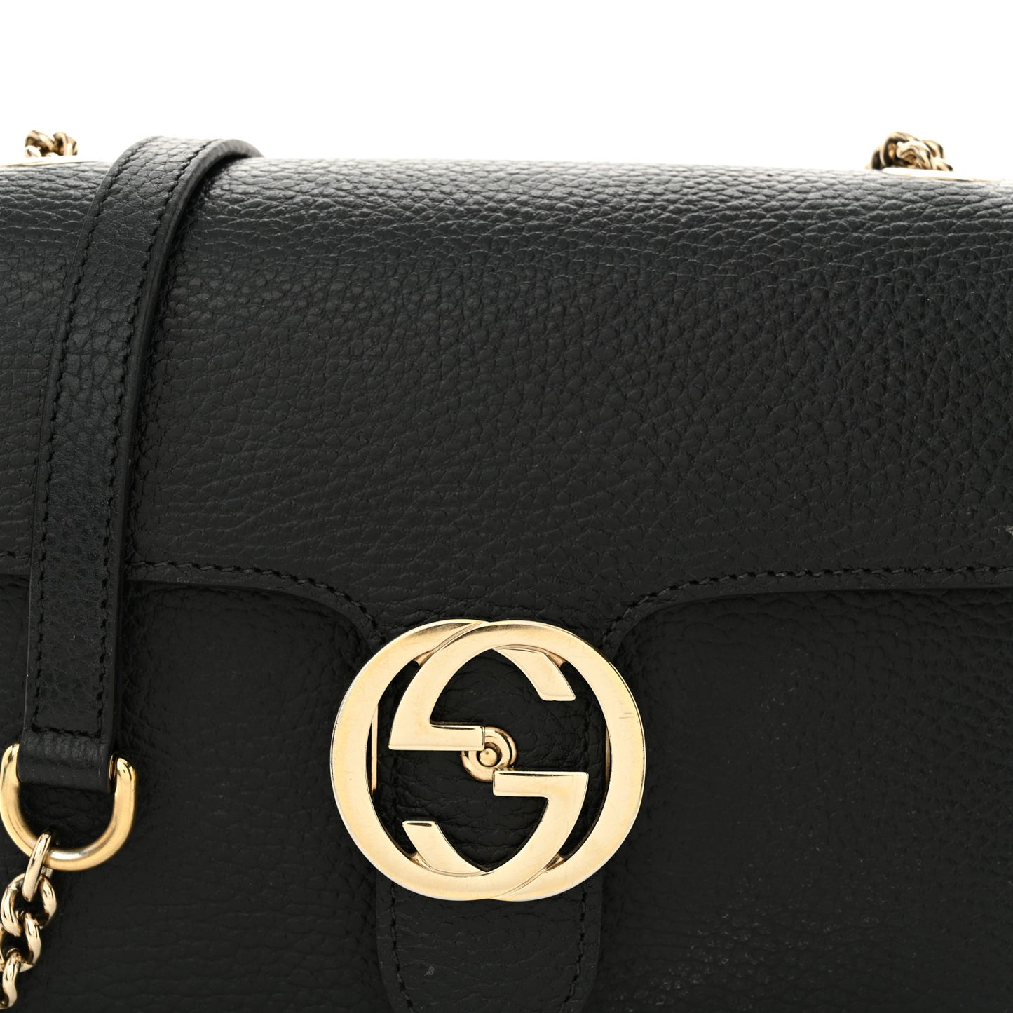 Dollar Calfskin Small Interlocking G Shoulder Bag Black