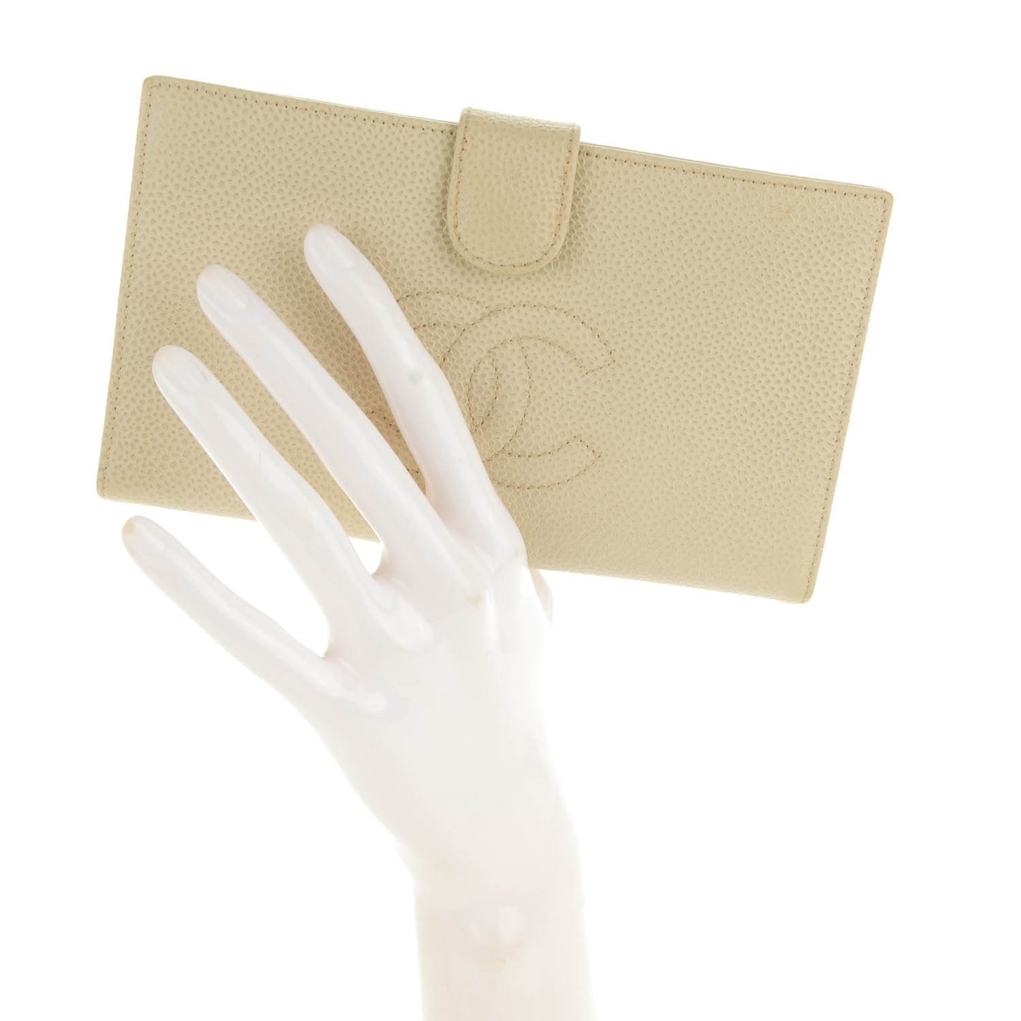 Caviar Timeless CC French Wallet Beige Clair