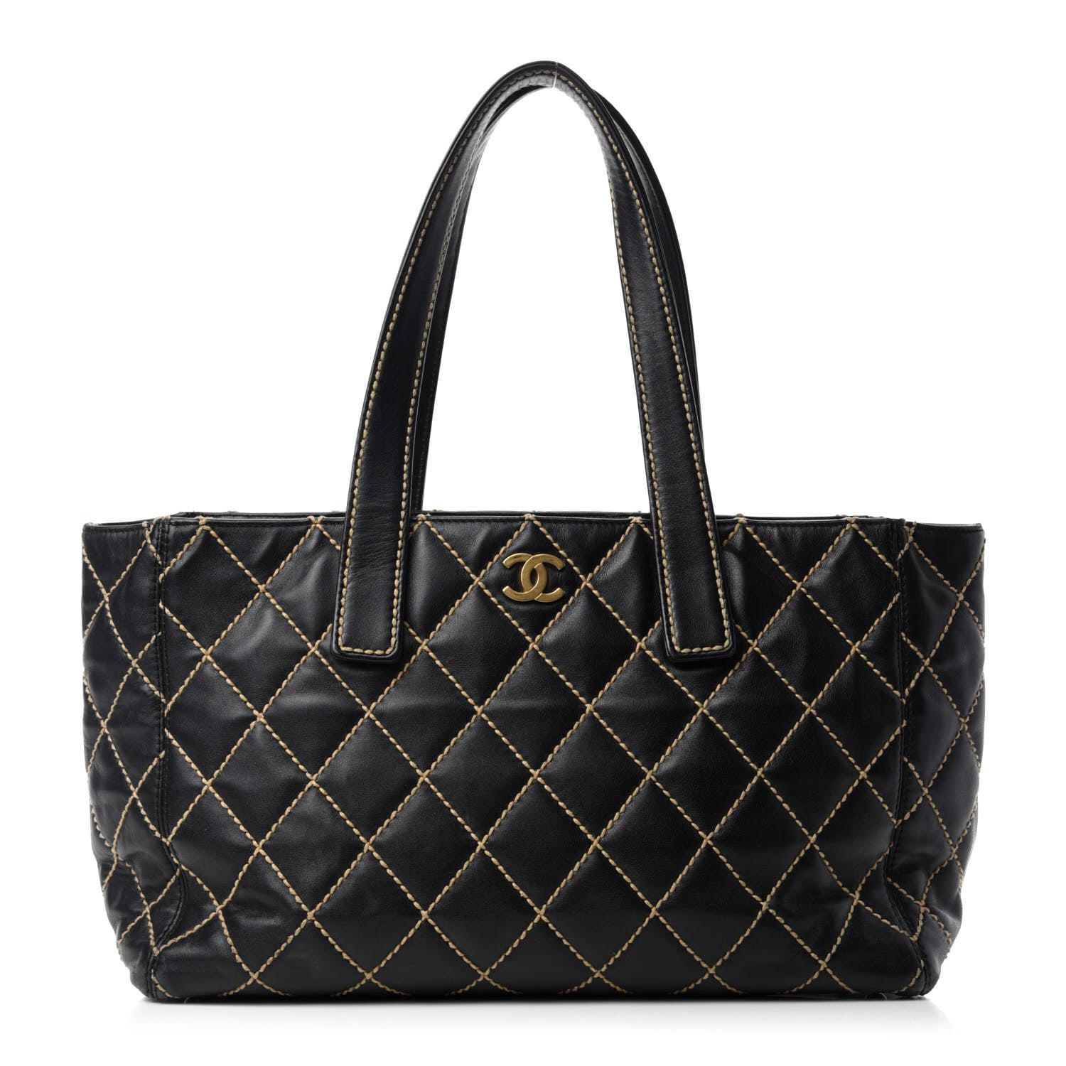 Chanel Calfskin Contrast Stitch Surpique Tote Black 1 of 15