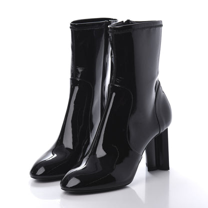 Louis Vuitton Patent Silhouette Ankle Boots 38.5 Black 3 of 8