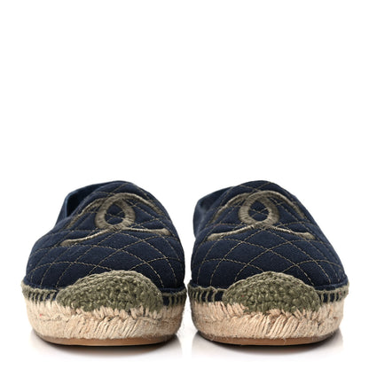 Chanel Fabric Biarritz CC Espadrilles 38 Blue Green 2 of 9