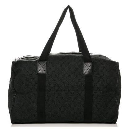 Gucci Denim Monogram Large Collapsible Carry On Duffle Black 1 of 6