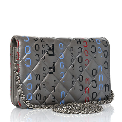 Chanel Metallic Lambskin Quilted Data Center Wallet On Chain WOC Silver 3 of 11