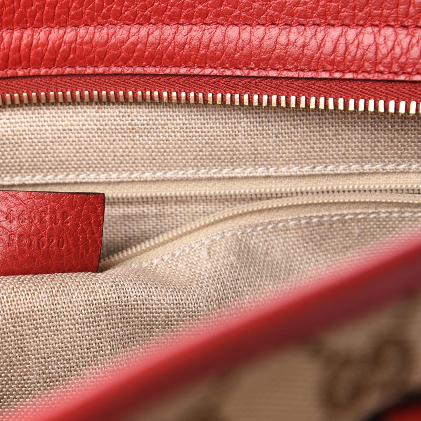 Monogram Bree Zippered Tote Beige Red