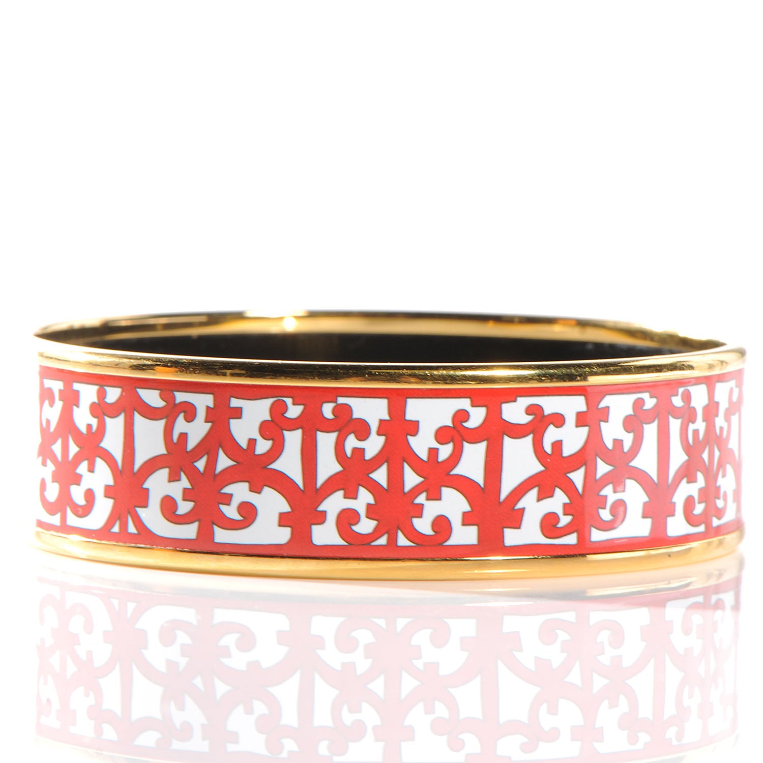 Hermes Enamel Printed Wide Balcons du Guadalquivir Bracelet 65 Red 5 of 5