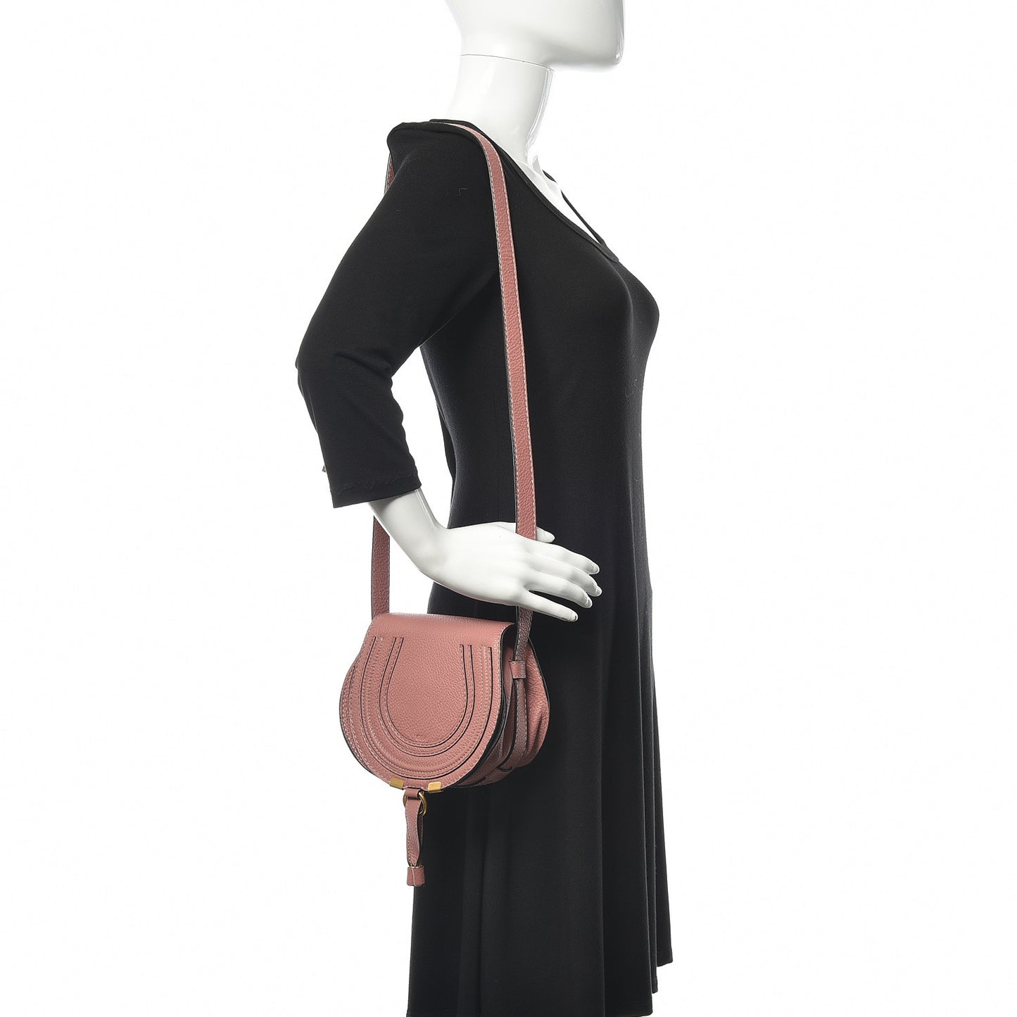 Calfskin Mini Marcie Round Crossbody Bag Rusty Pink