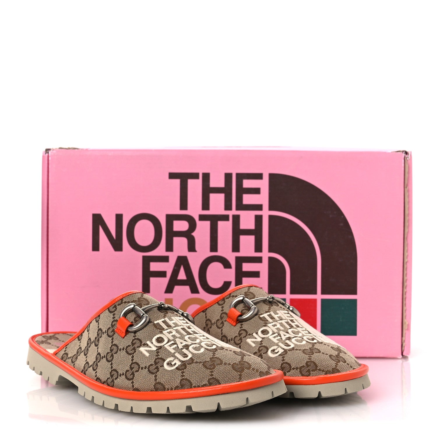 Gucci x NORTH FACE Canvas GG Monogram Clog Mules 10 Beige Mystic White Deep Orange 11 of 11