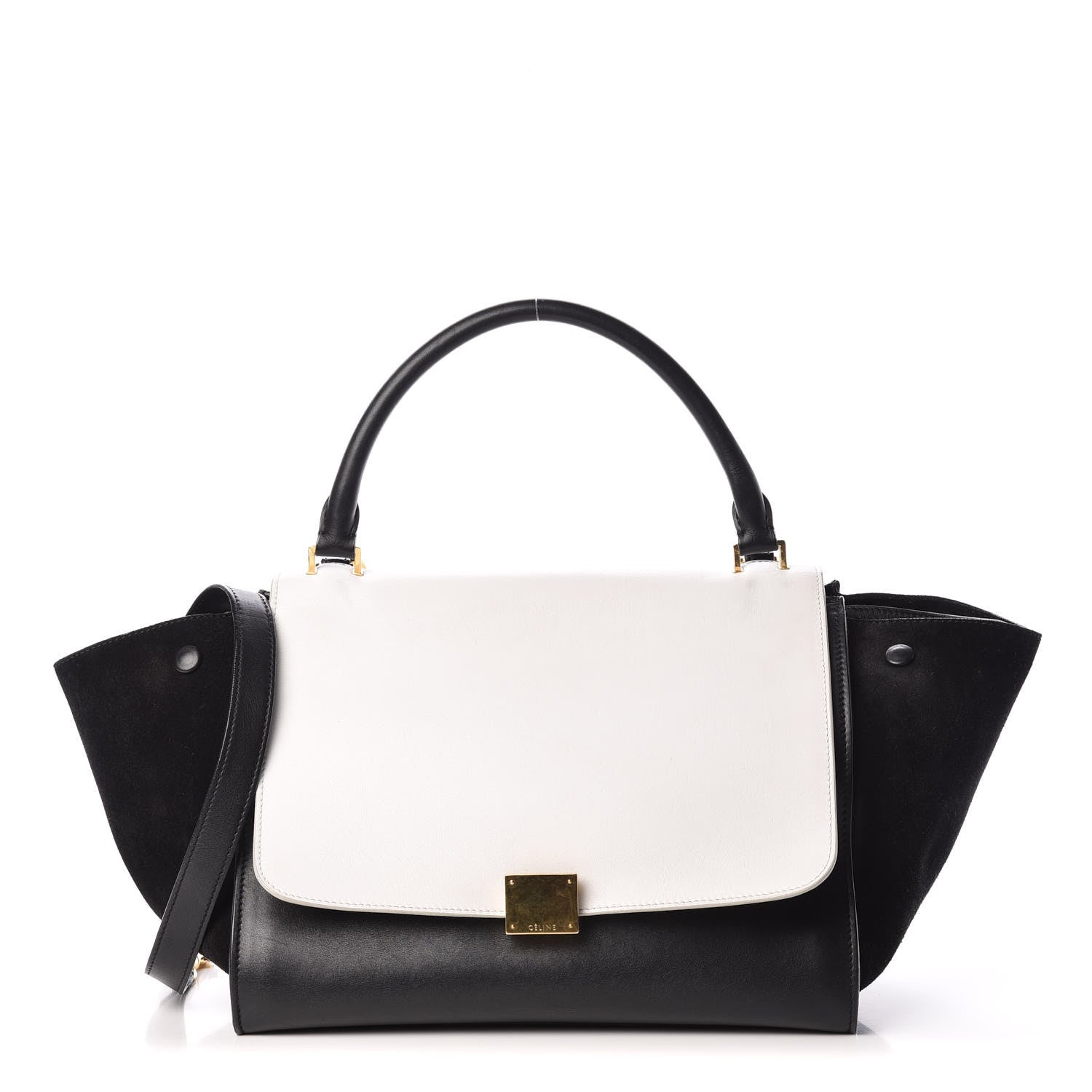 Celine Smooth Calfskin Suede Medium Bi-Color Trapeze Black 1 of 21