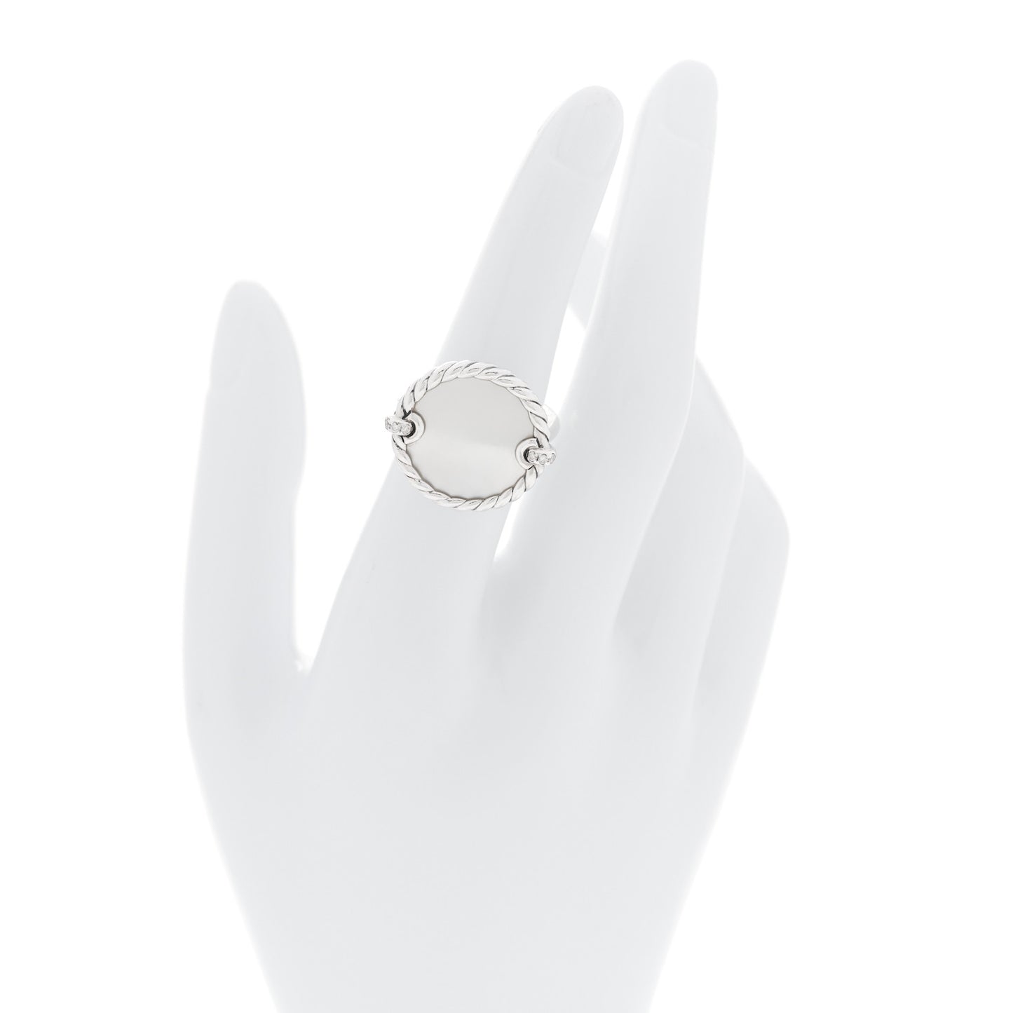 Sterling Silver Mother Of Pearl Diamond Elements Ring 53 6.5
