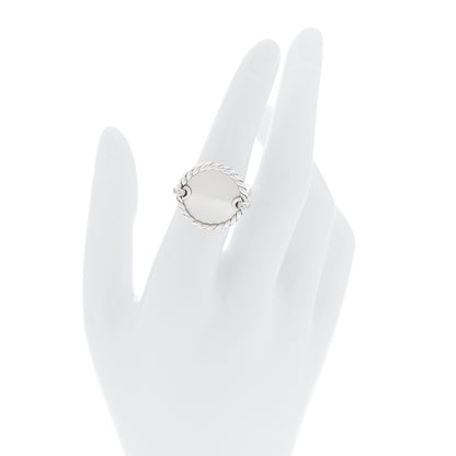 David Yurman Sterling Silver Mother Of Pearl Diamond Elements Ring 53 6.5 2 of 5