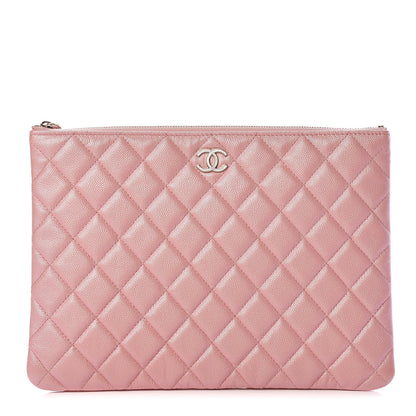 Chanel Iridescent Caviar Quilted Medium Cosmetic Case Rose Pink 1 of 9