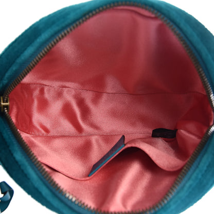 Gucci Velvet Matelasse GG Marmont Belt Bag 75 30 Pavone Cyan 5 of 11