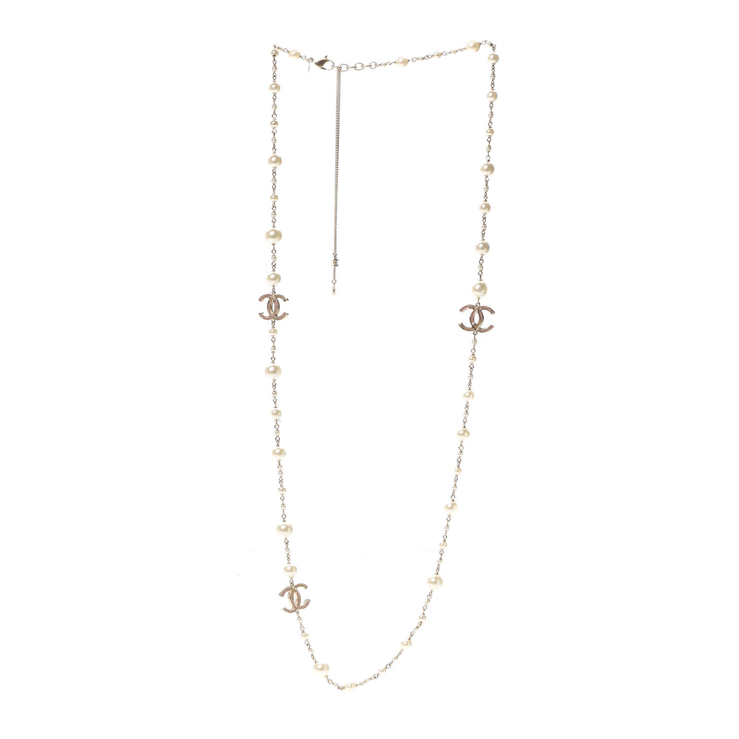 Chanel Pearl Enamel CC Long Necklace Gold 2 of 3