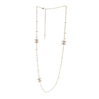 Chanel Pearl Enamel CC Long Necklace Gold 2 of 3