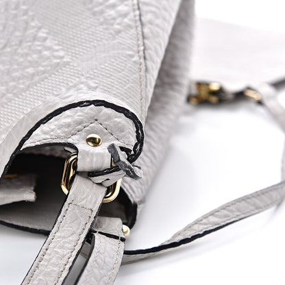 Burberry Signature Grain Calfskin Check Embossed Small Canterbury Tote Stone White 11 of 13