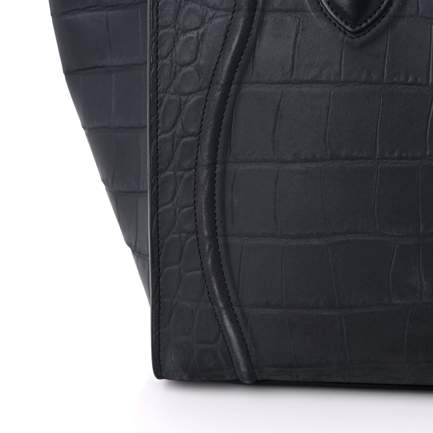 Crocodile Embossed Calfskin Medium Phantom Luggage Navy Blue