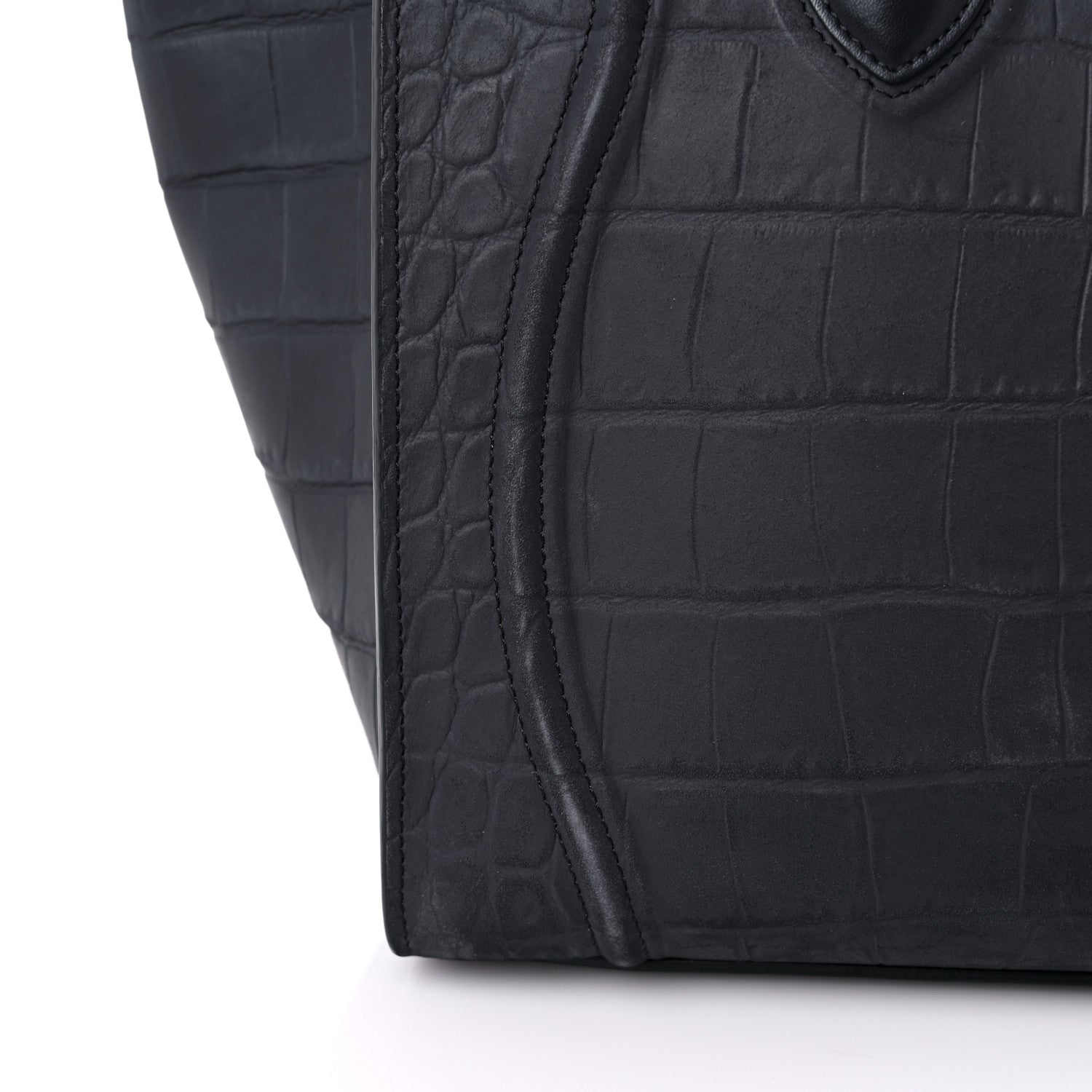 Celine Crocodile Embossed Calfskin Medium Phantom Luggage Navy Blue 18 of 25
