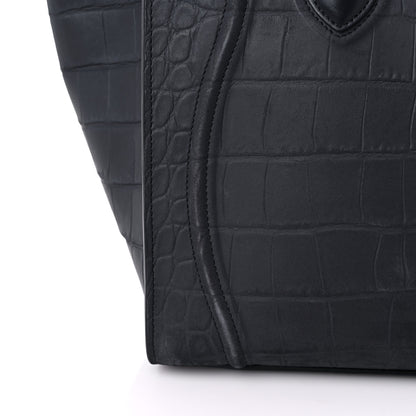 Celine Crocodile Embossed Calfskin Medium Phantom Luggage Navy Blue 18 of 25