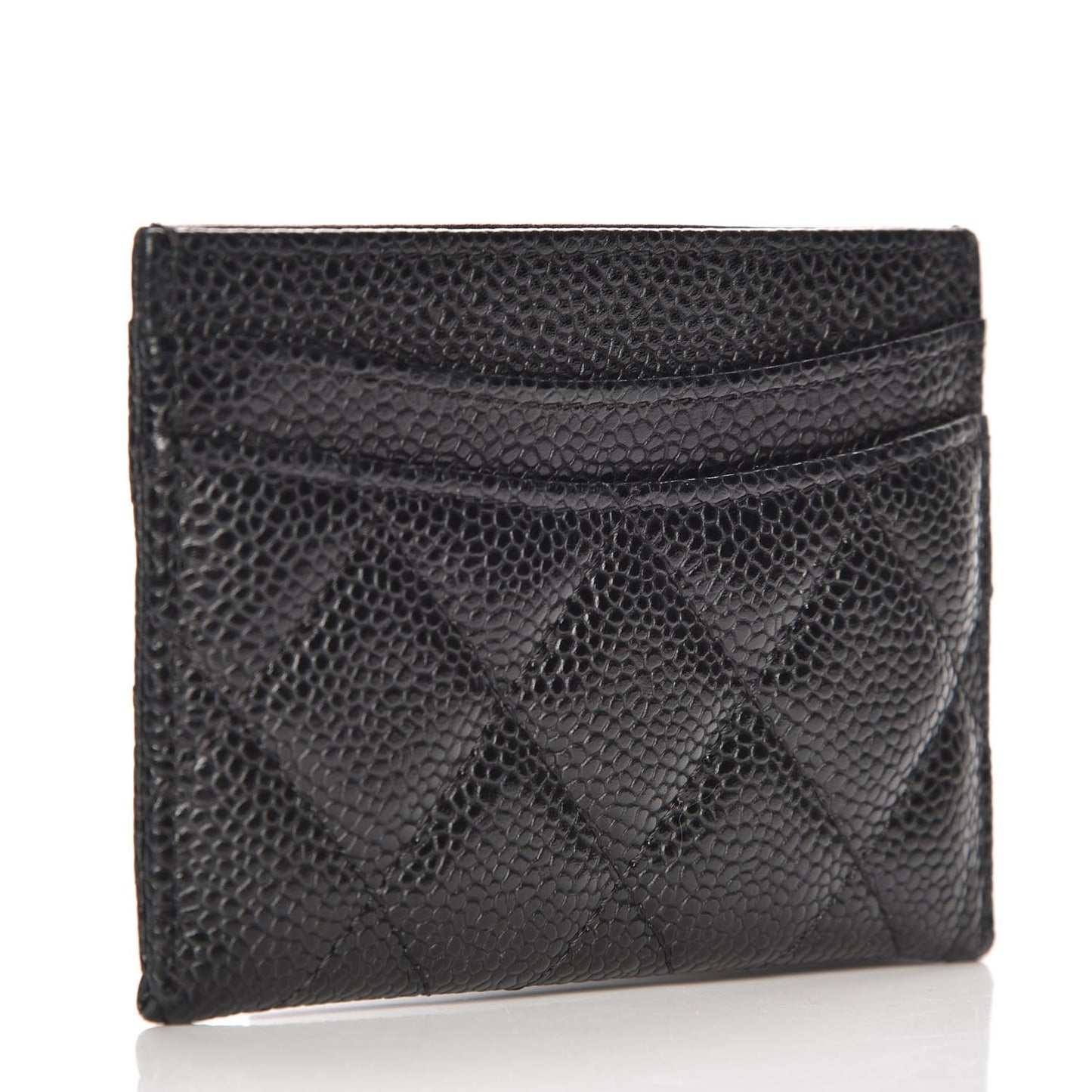 Caviar Quilted Card Holder Black