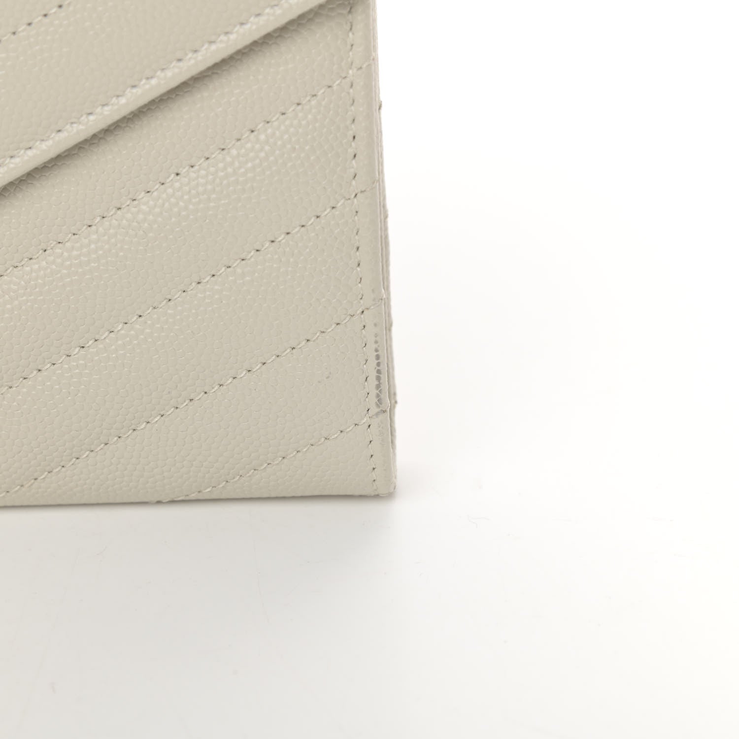 Saint Laurent Grain De Poudre Matelasse Chevron Monogram Envelope Clutch Blanc Vintage 8 of 11