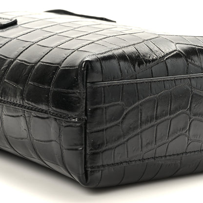 Saint Laurent Calfskin Crocodile Embossed Paris Mini Toy Shopper Tote Black 8 of 10
