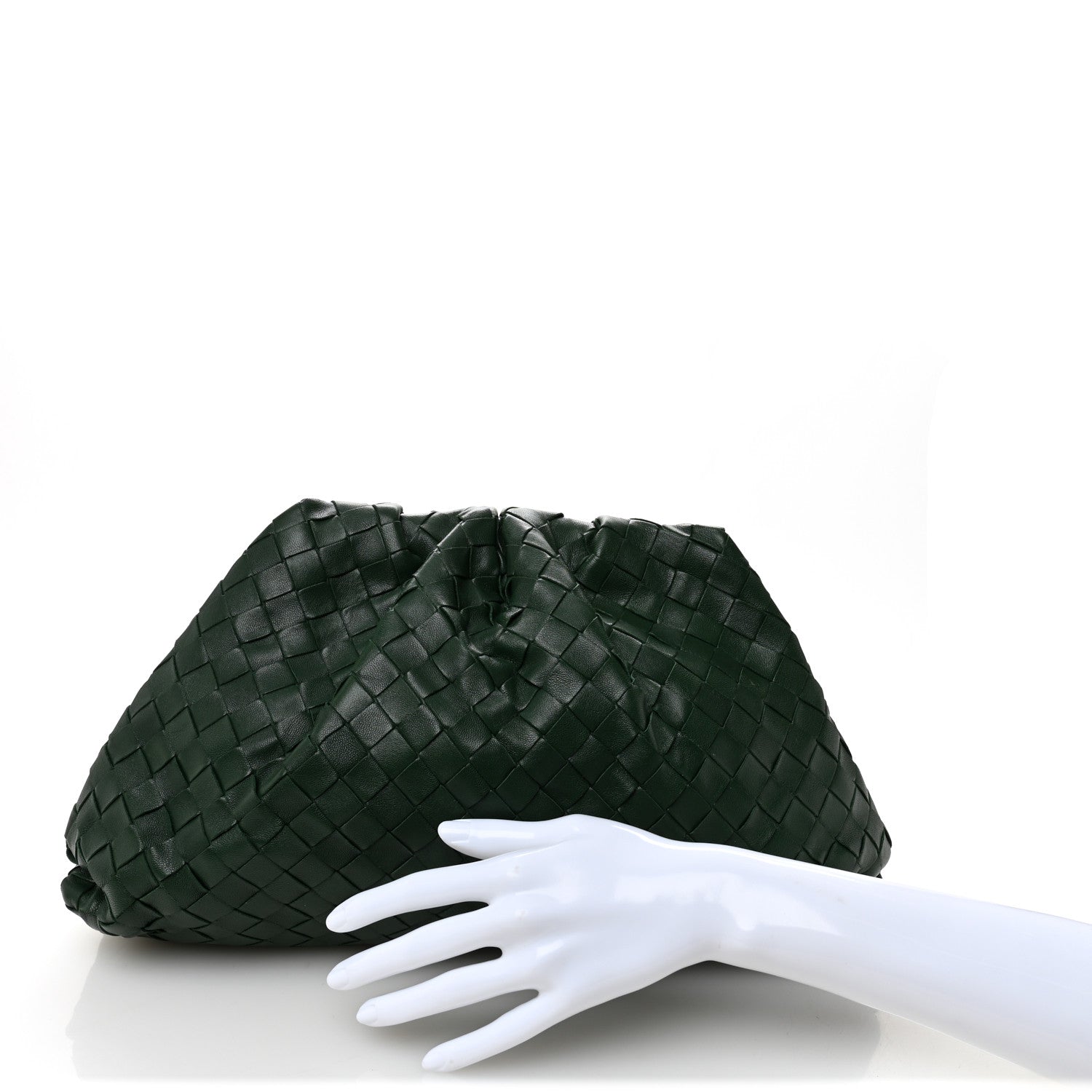 Bottega Veneta Nappa Maxi Intrecciato The Pouch Oversized Clutch Raintree 2 of 7