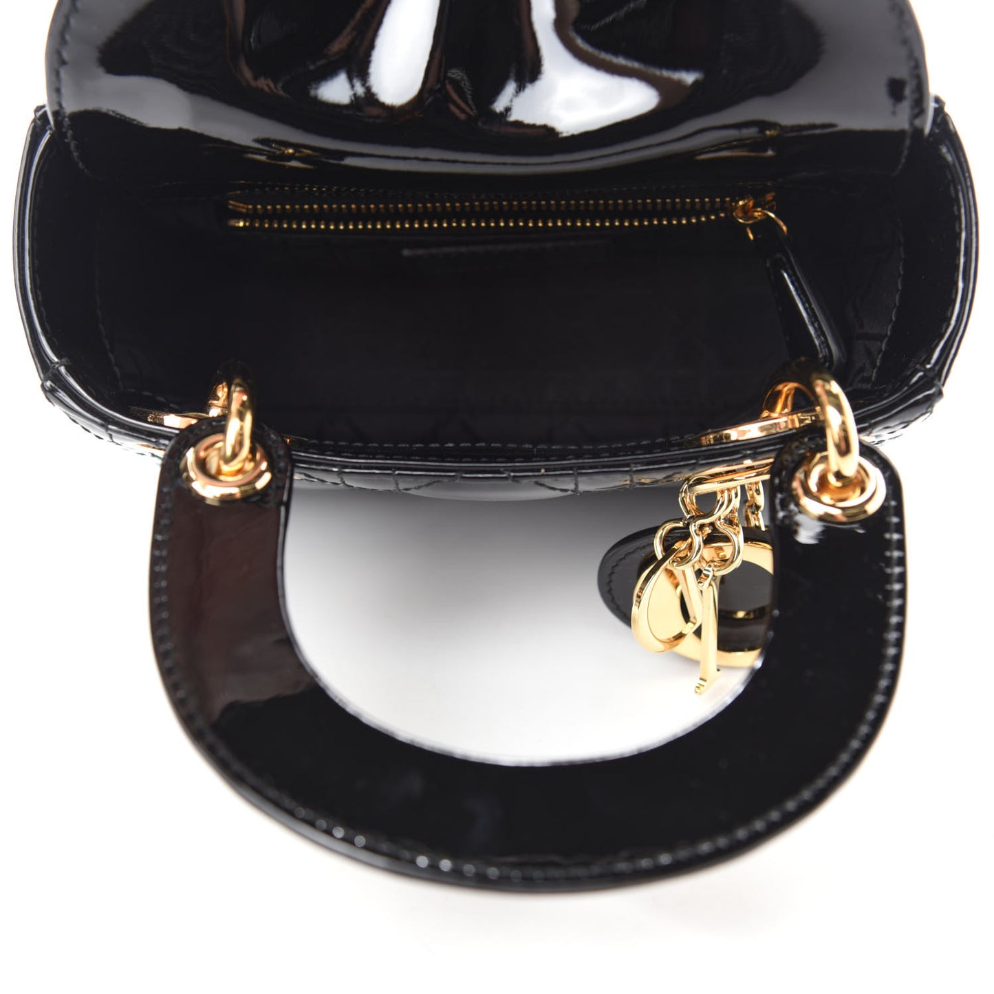 Patent Cannage Mini Lady Dior Black