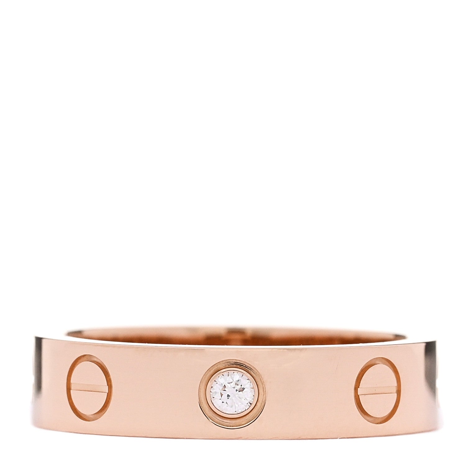 Cartier 18K Pink Gold Diamond 4mm LOVE Wedding Band Ring 47 4 1 of 4