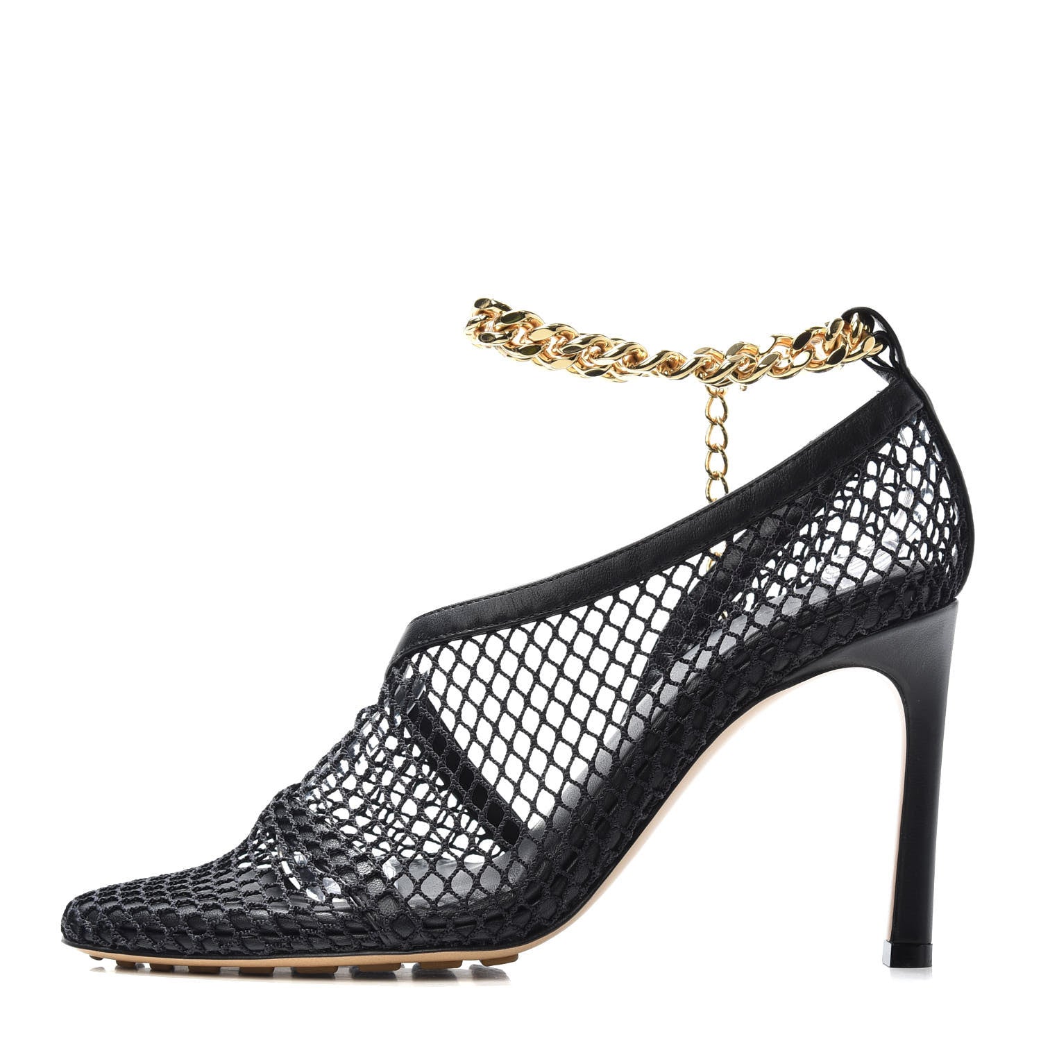 Bottega Veneta Mesh Nappa Chunky Chain Sandals 35 Black 1 of 10
