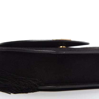 Saint Laurent Suede Tassel Demie Lune Minaudiere Black 6 of 9