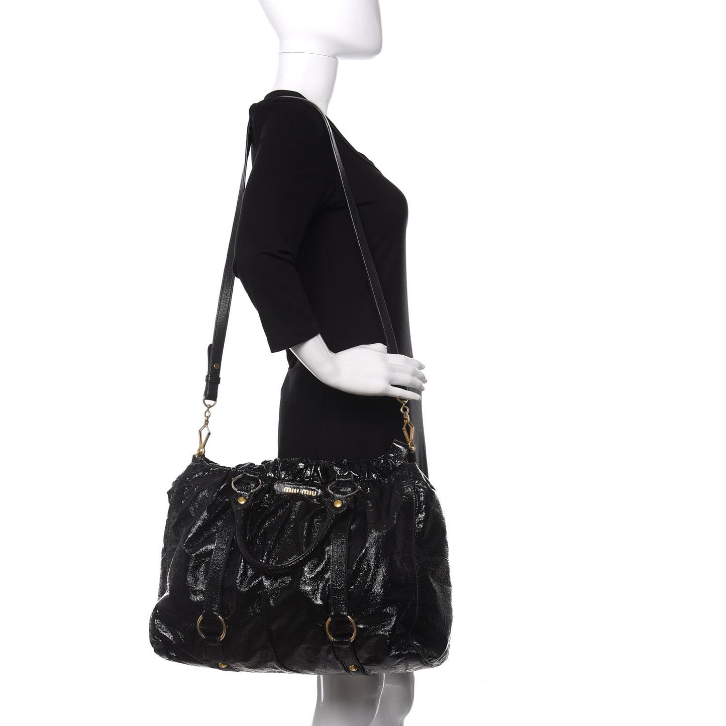 Vernice Gathered Tote Black