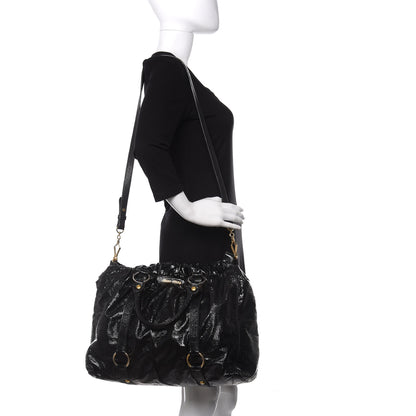 Miu Miu Vernice Gathered Tote Black 2 of 12