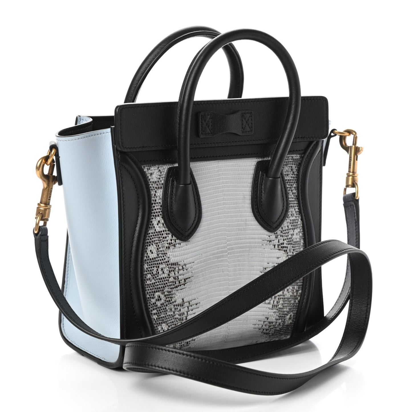 Lizard Smooth Calfskin Nano Tri-Color Luggage Mineral