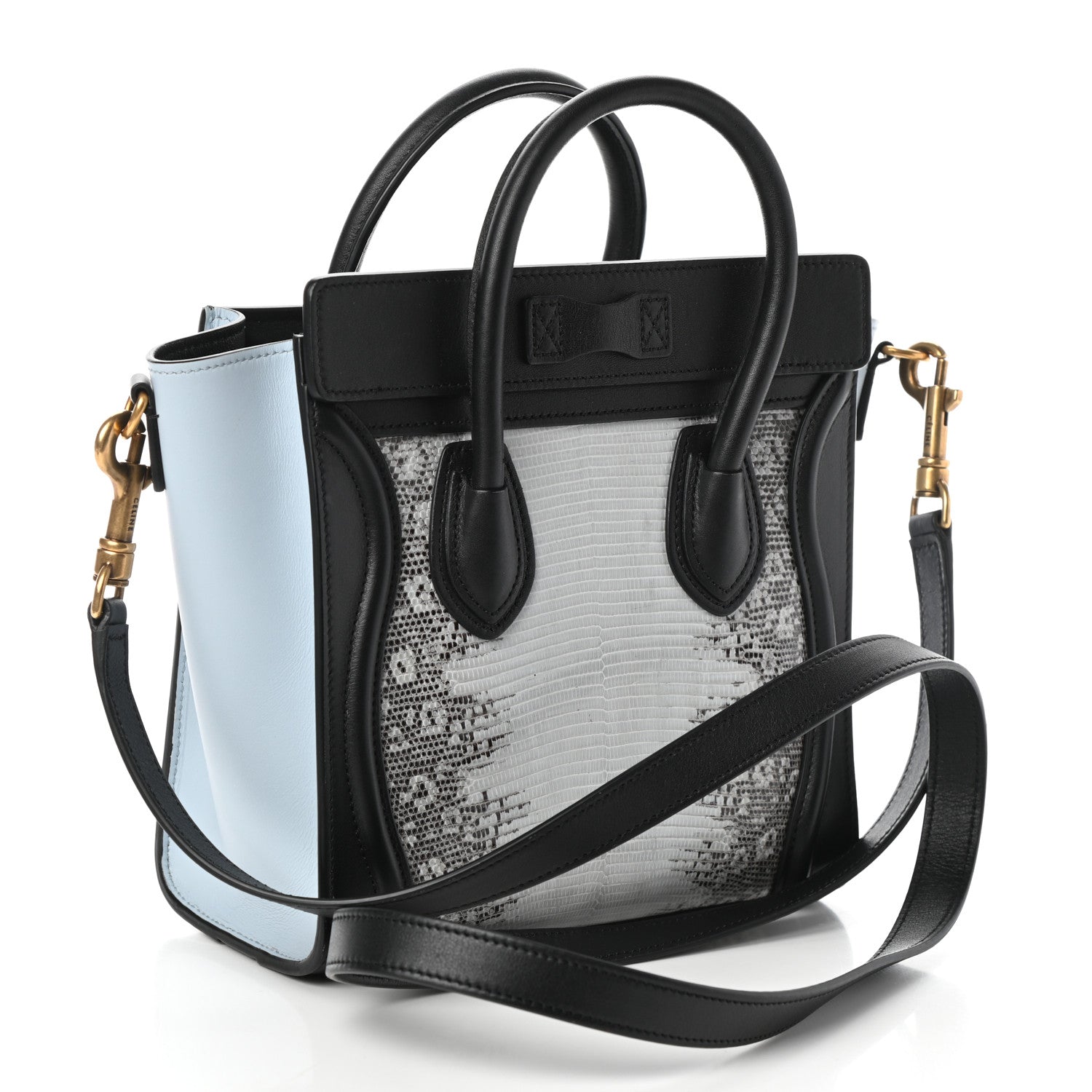 Celine Lizard Smooth Calfskin Nano Tri-Color Luggage Mineral 3 of 9