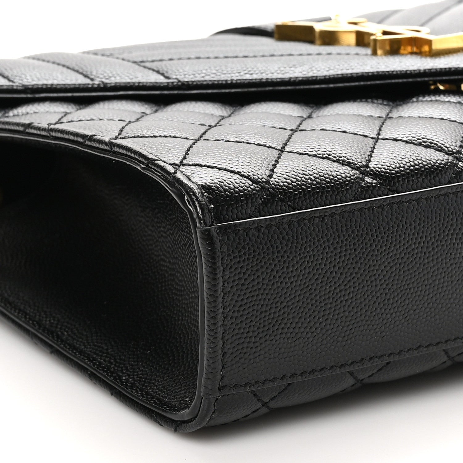 Saint Laurent Grain De Poudre Textured Mixed Matelasse Triquilt Medium Monogram Satchel Black 9 of 11