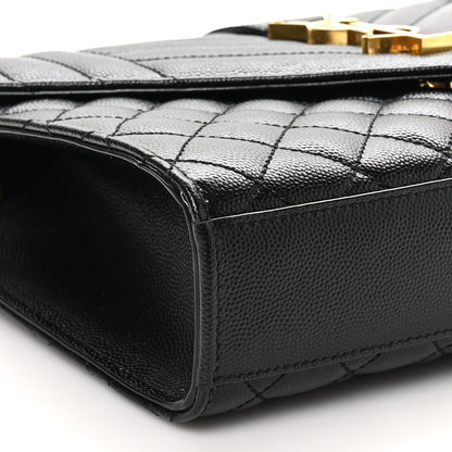 Saint Laurent Grain De Poudre Textured Mixed Matelasse Triquilt Medium Monogram Satchel Black 9 of 11