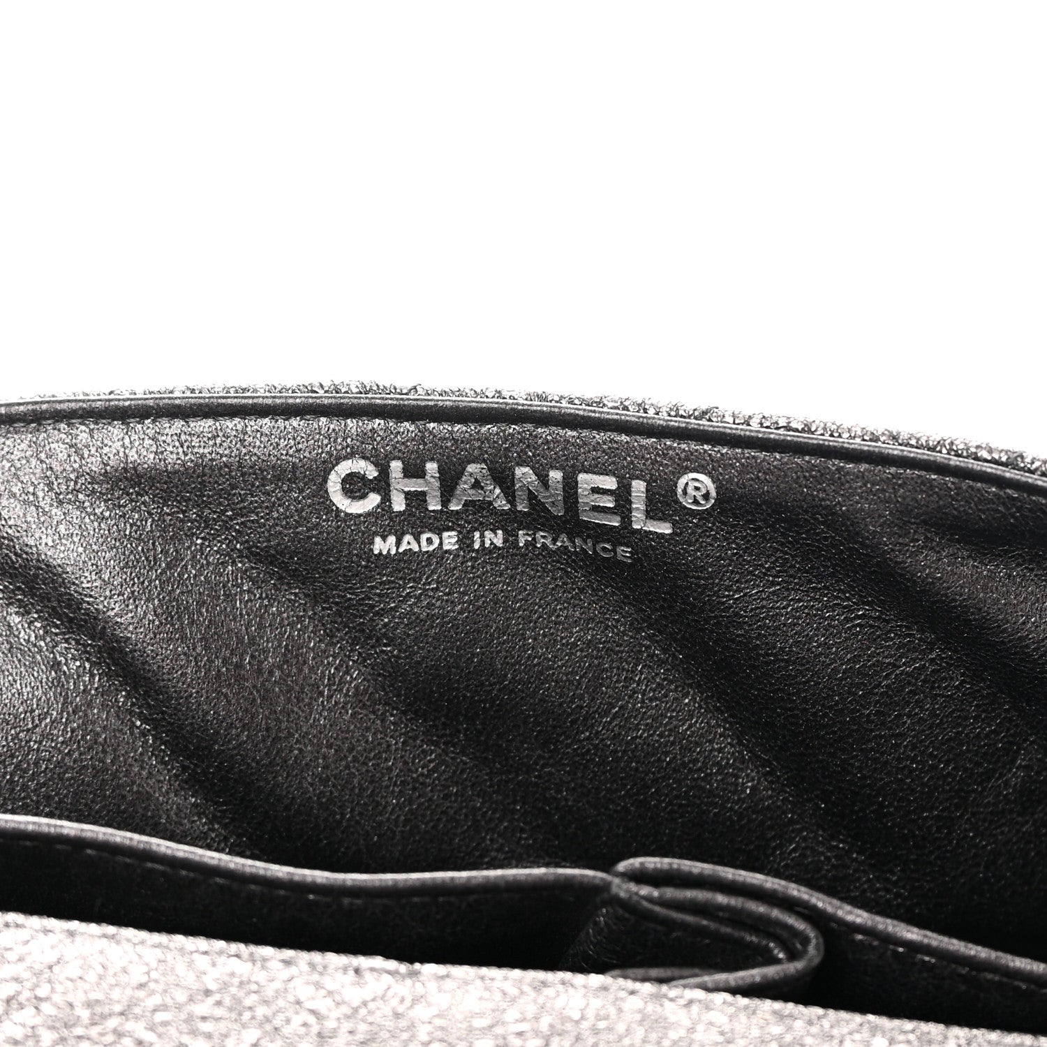 Chanel Metallic Crackled Calfskin Quilted East West Flap Dark Silver 5 of 10