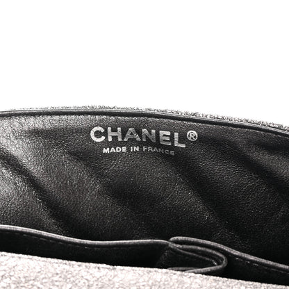 Chanel Metallic Crackled Calfskin Quilted East West Flap Dark Silver 5 of 10