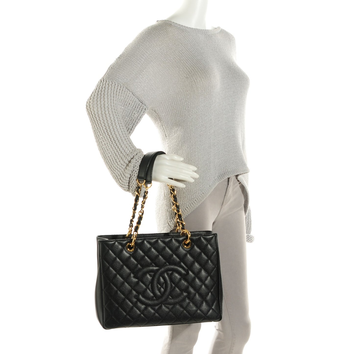 Caviar Quilted Grand Shopping Tote GST Black