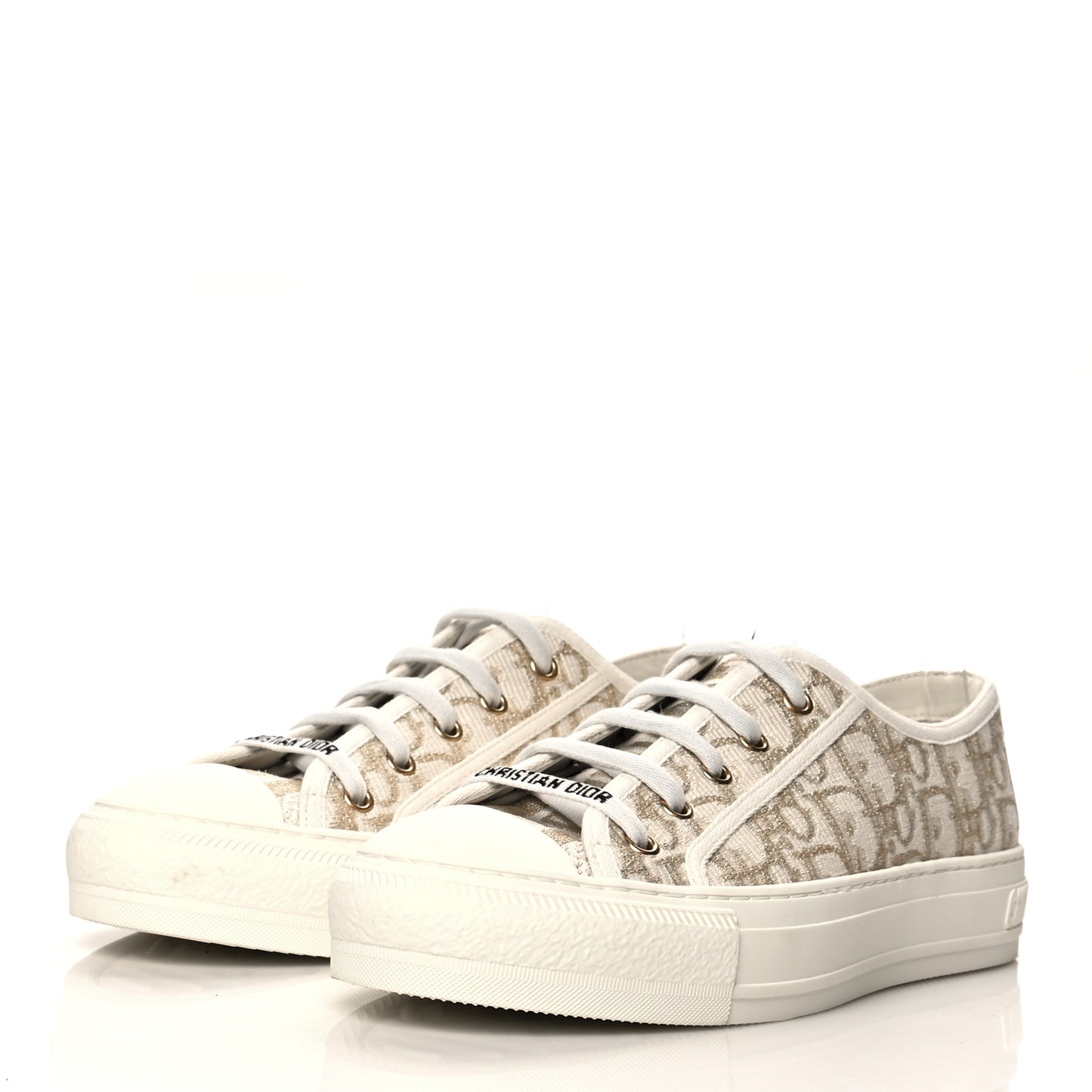 Canvas Oblique Walk'N'Dior Low Top Sneakers 38 Gold