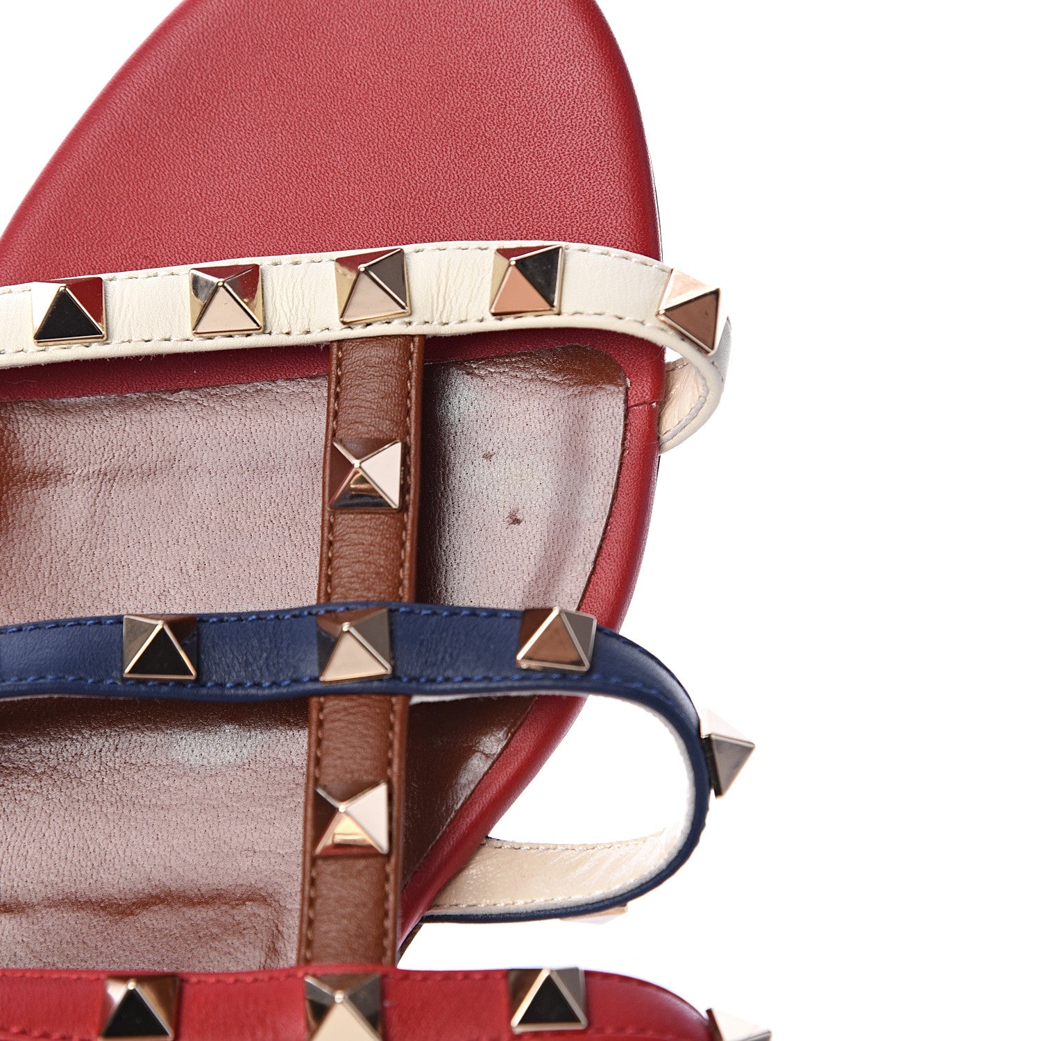 Valentino Garavani Calfskin Rockstud Caged Flat Slide Sandals 36 Multicolor 8 of 9