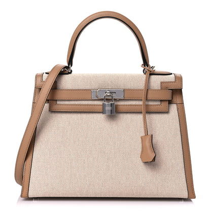Hermes Toile H Swift Kelly Sellier 28 Ecru Chai 1 of 10