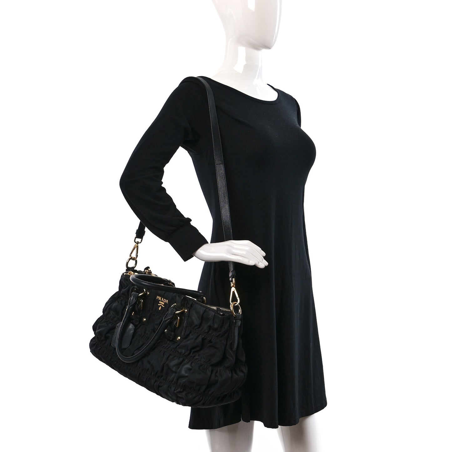 Tessuto Nylon Gaufre Tote Black
