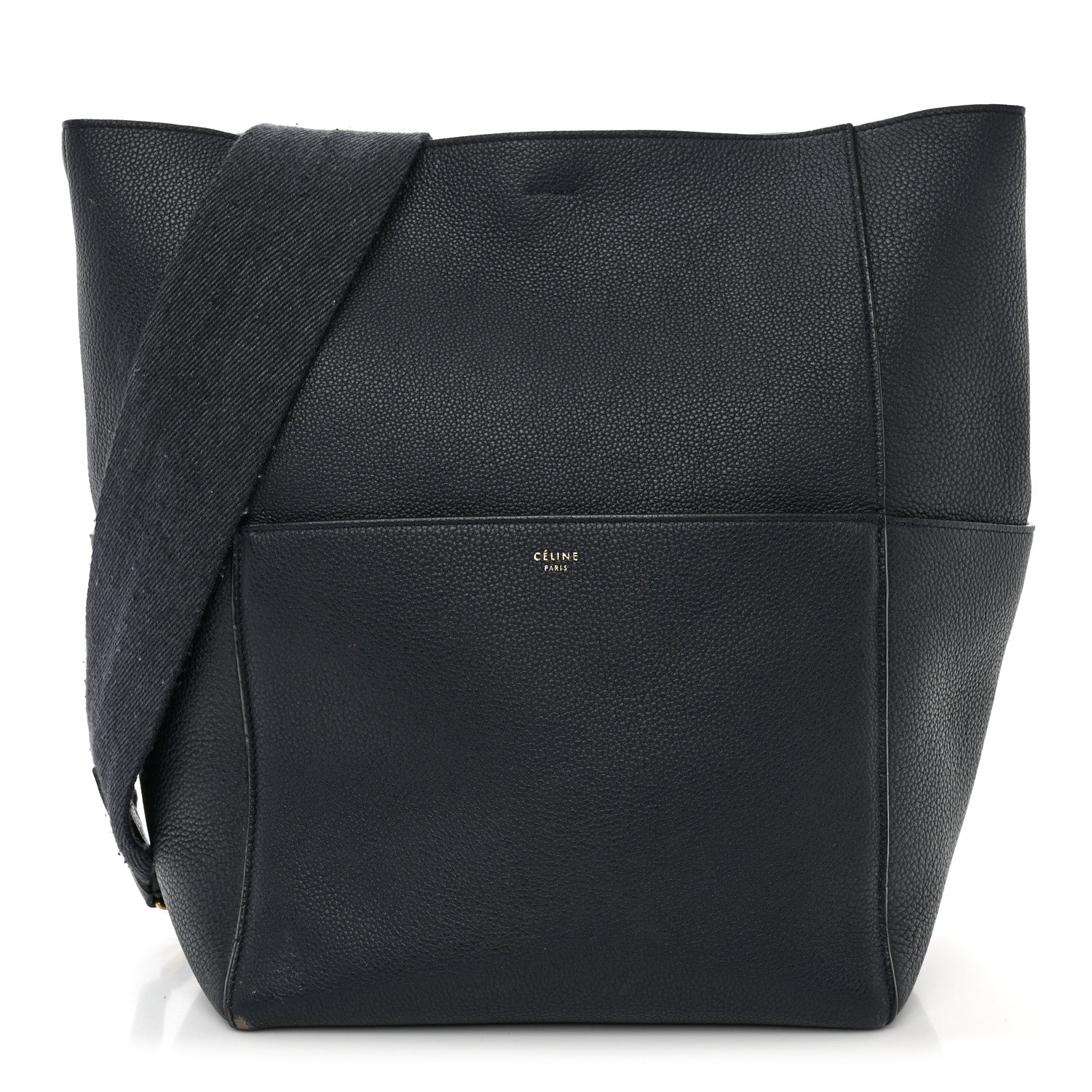 Celine Soft Grained Calfskin Sangle Bucket Bag Navy Blue 1 of 15