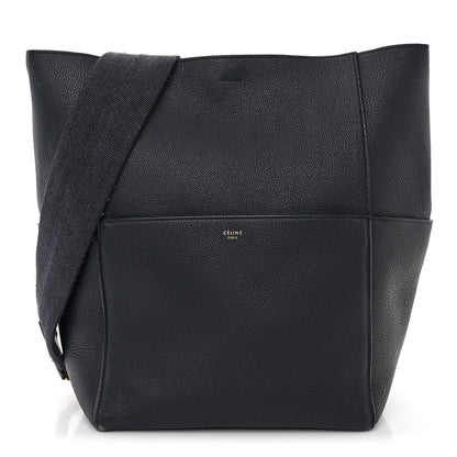 Celine Soft Grained Calfskin Sangle Bucket Bag Navy Blue 1 of 15