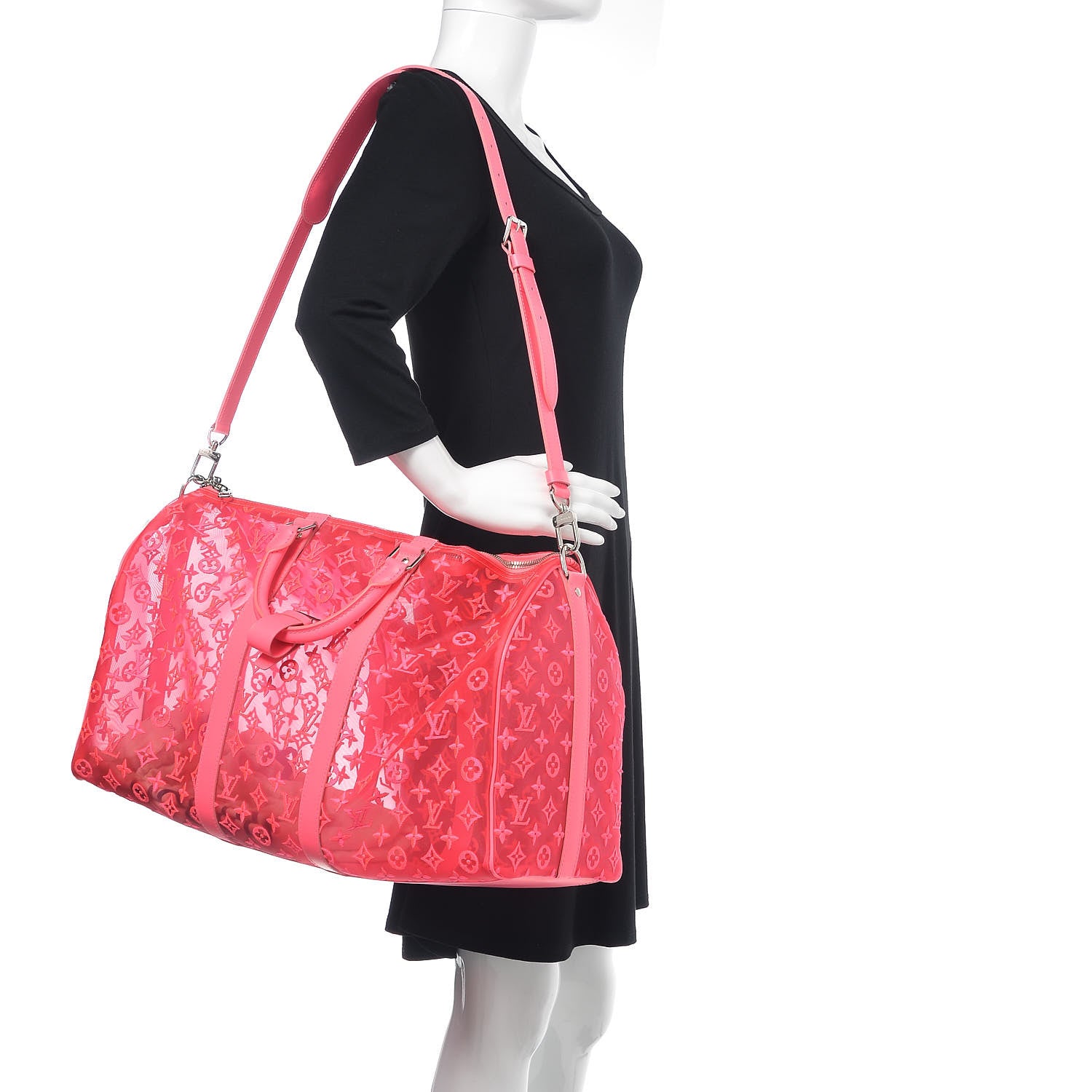 Louis Vuitton Monogram Fluo See Through Keepall Bandouliere 50 Rose 2 of 10