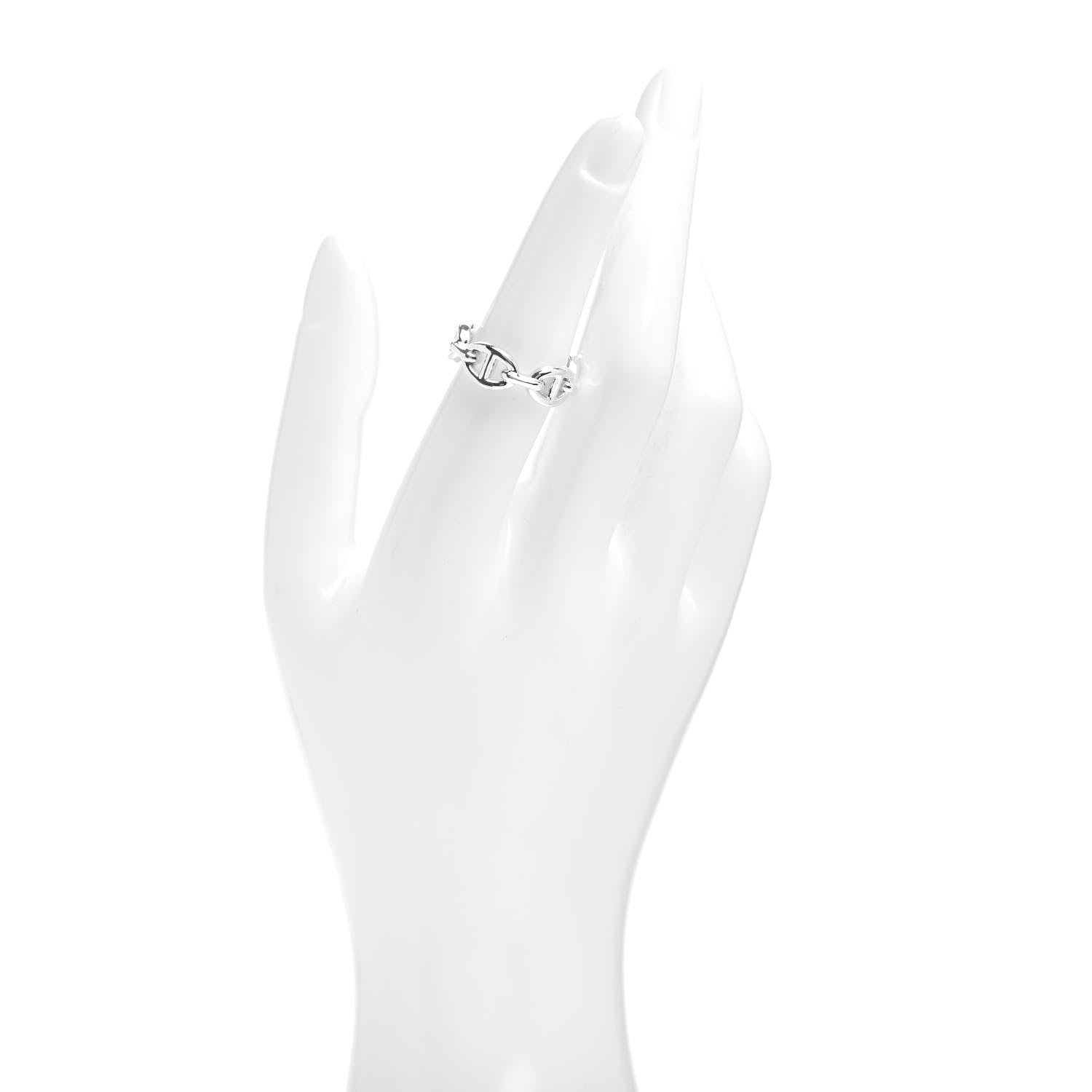 Hermes Sterling Silver PM Chaine d'Ancre Enchainee Band Ring 53 6.5 2 of 6