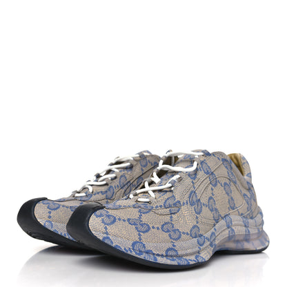 Gucci Ultralight Plume Calfskin Monogram Printed Mens Gucci Run Sneakers 9.5 Beige Blue 3 of 7