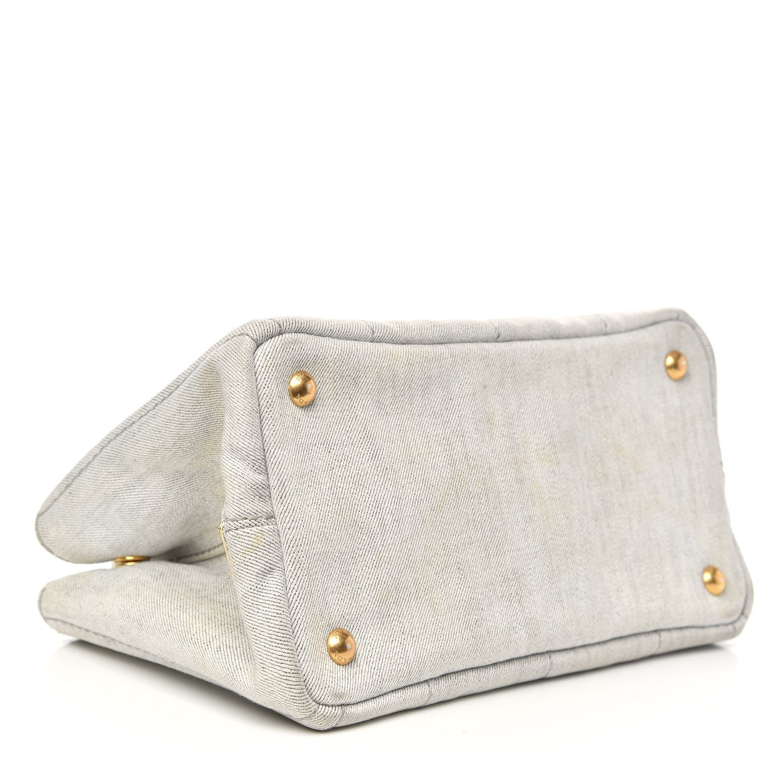 Prada Denim Small Logo Tote Bianco 4 of 14