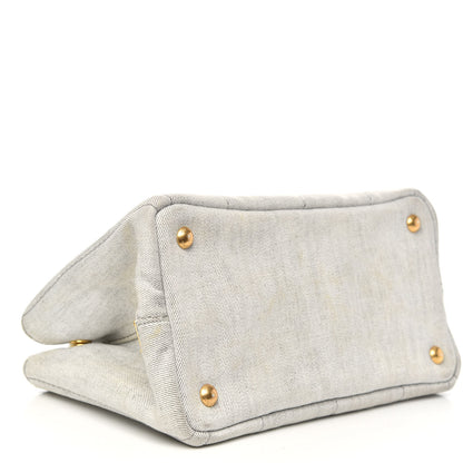 Prada Denim Small Logo Tote Bianco 4 of 14